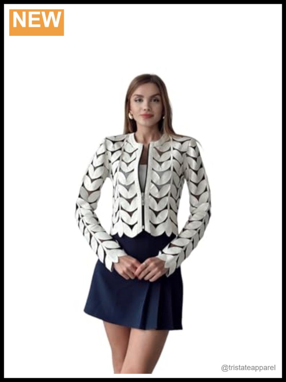 Genuine Lambskin Leather Jacket Long Sleeve Zip